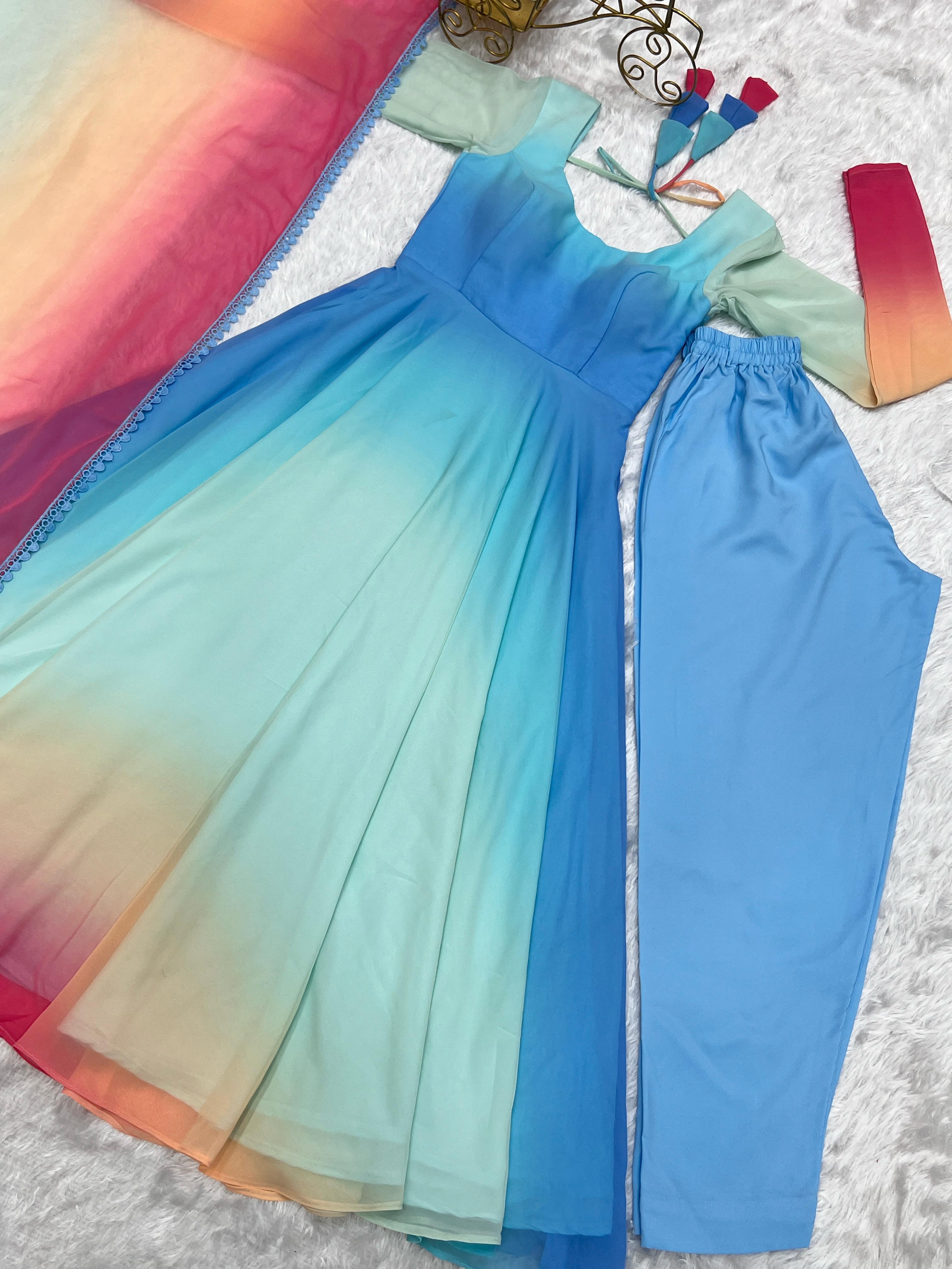 Most Trending Multi Color Designer Anarkali Dress