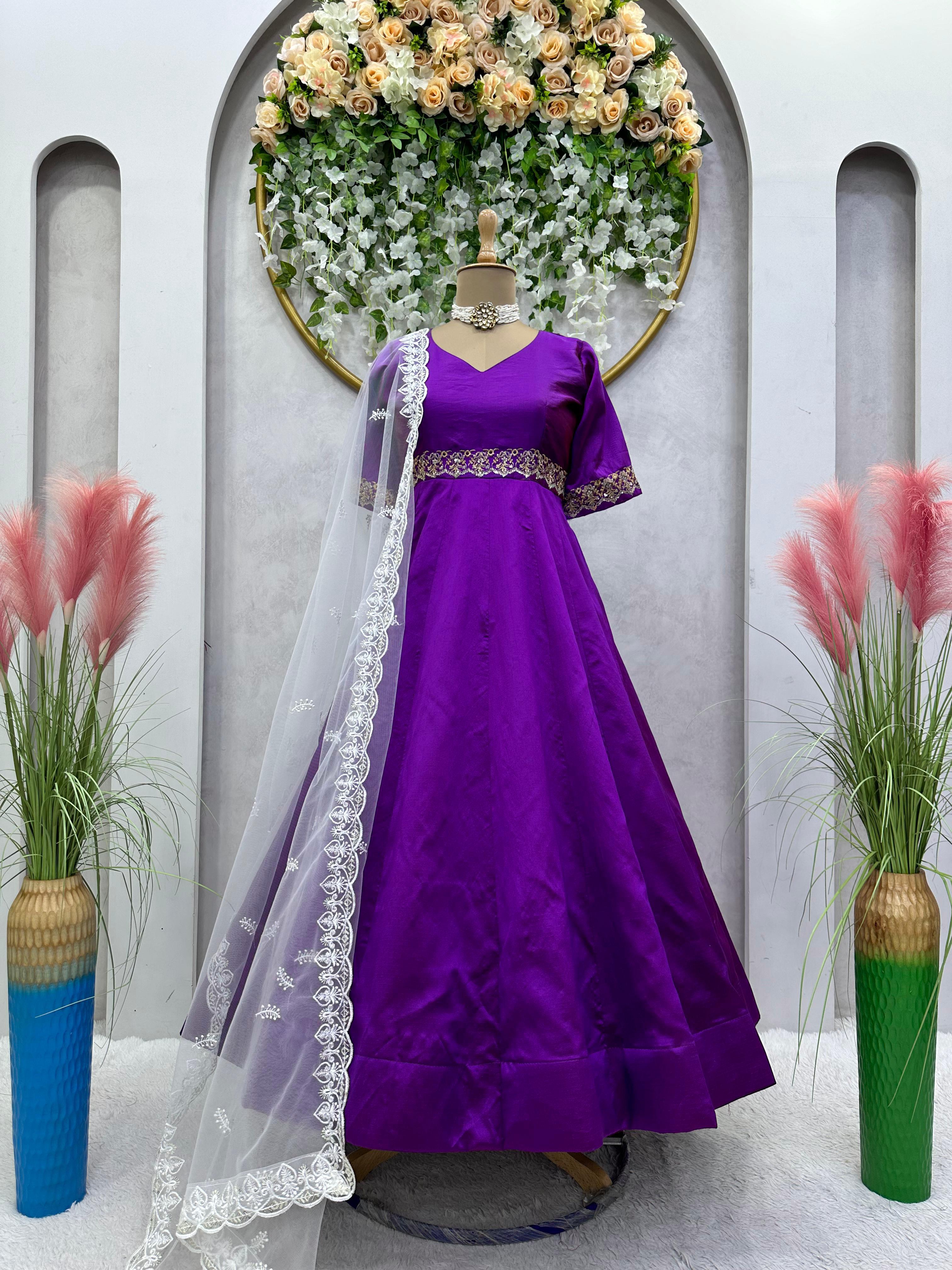 Purple Color Trending Party Wear Designer Anarkali Gown