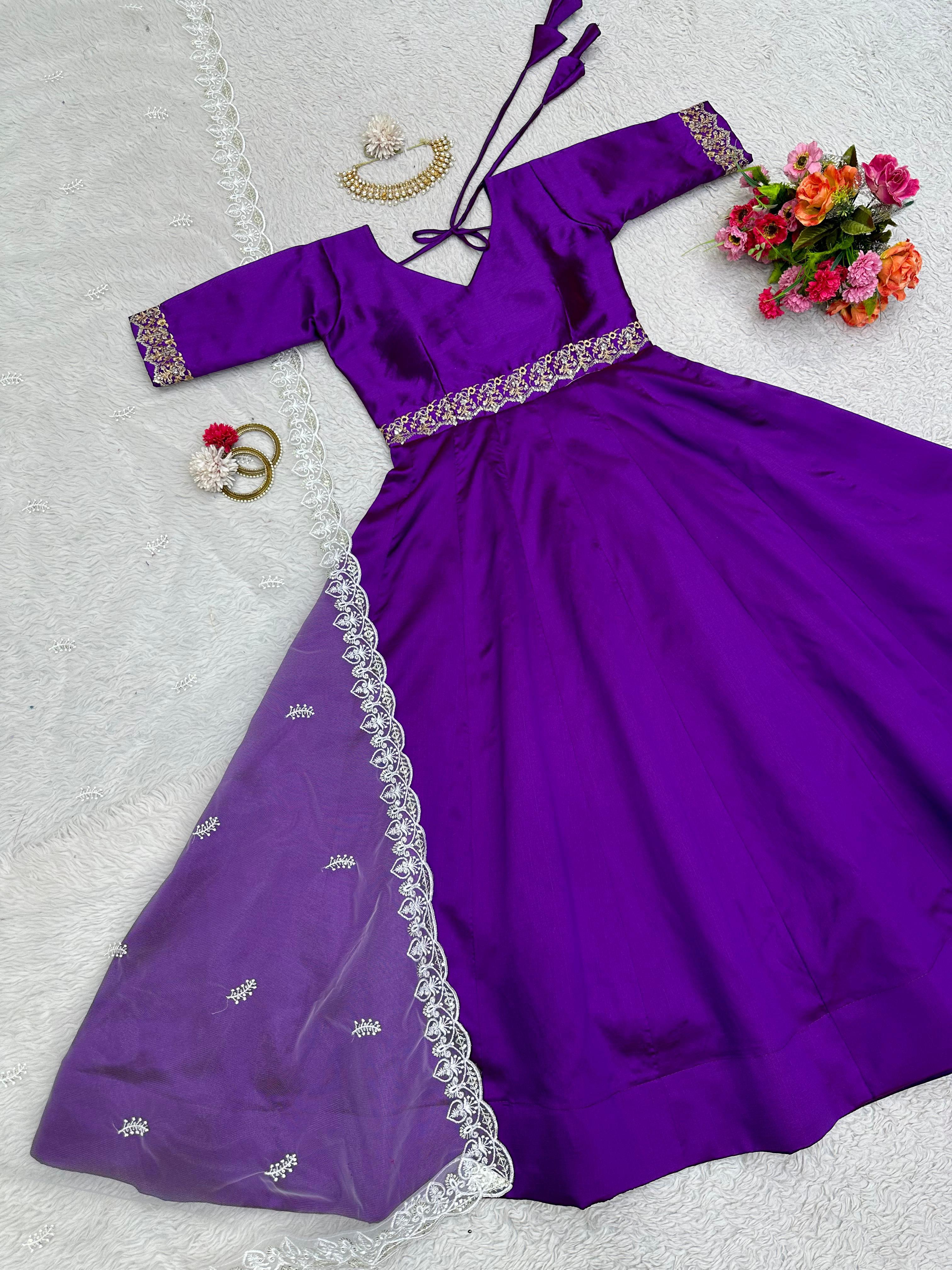 Purple Color Trending Party Wear Designer Anarkali Gown