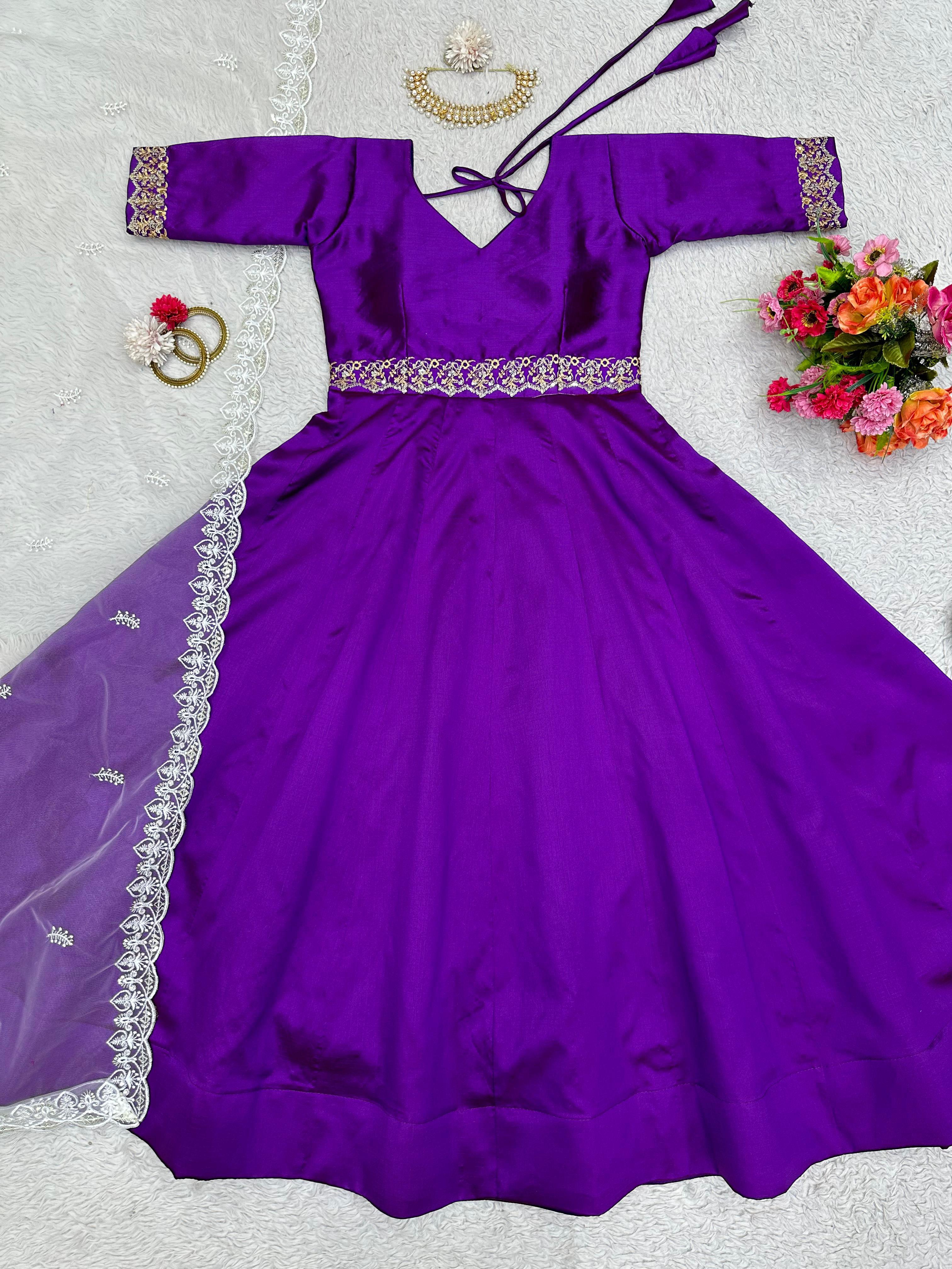 Purple Color Trending Party Wear Designer Anarkali Gown