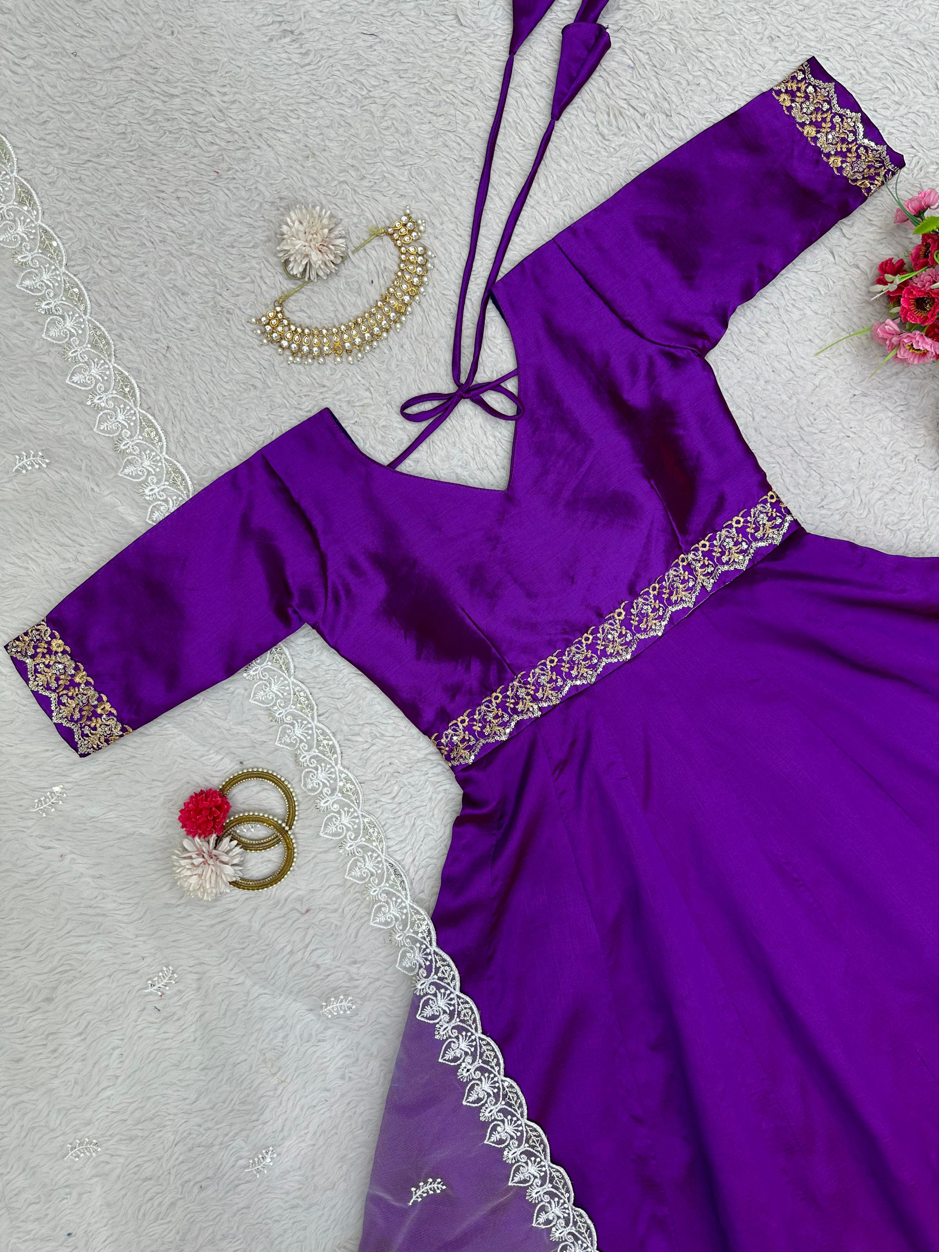 Purple Color Trending Party Wear Designer Anarkali Gown