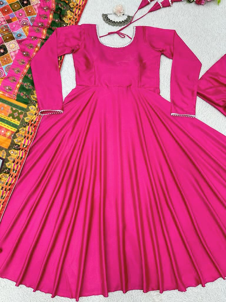 Beautiful Party Wear Rani Pink Color Anarkali Dress