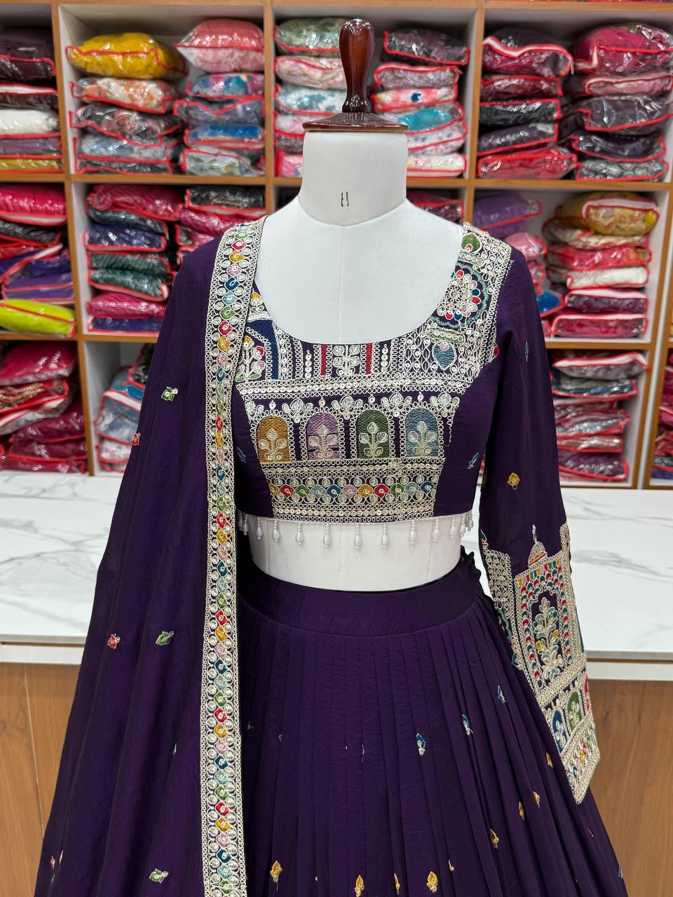 Most Trending Wedding Special Vichitra Silk Lehenga Choli