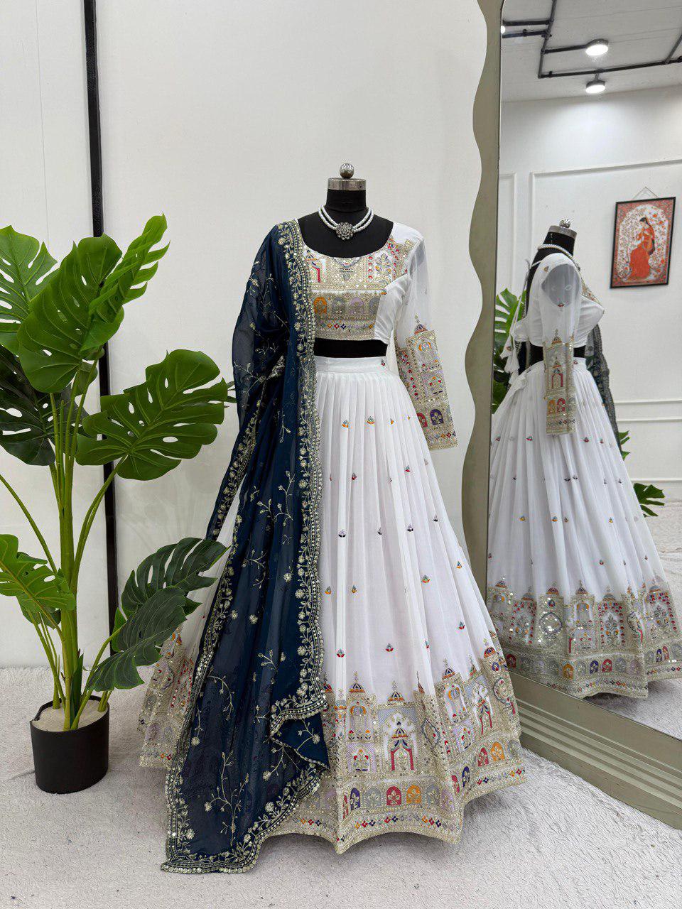 Most Trending Wedding Special White Color Lehenga Choli
