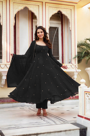 Buy Beautiful Trending Black Color Handwork Anarkali Suit