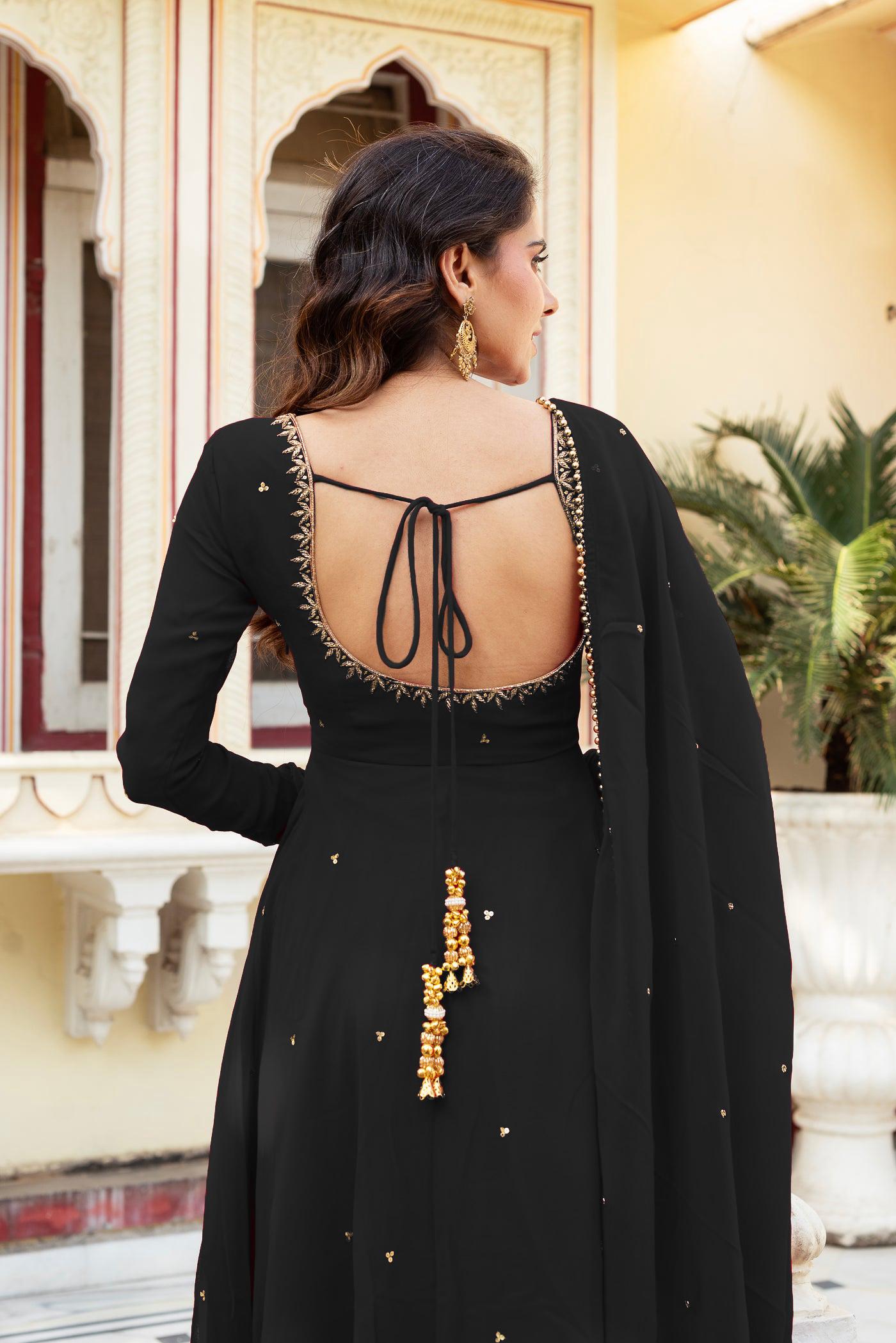 Buy Beautiful Trending Black Color Handwork Anarkali Suit