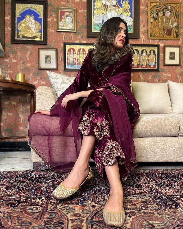 Beautiful Wine Color Viscos Velvet Designer Suit