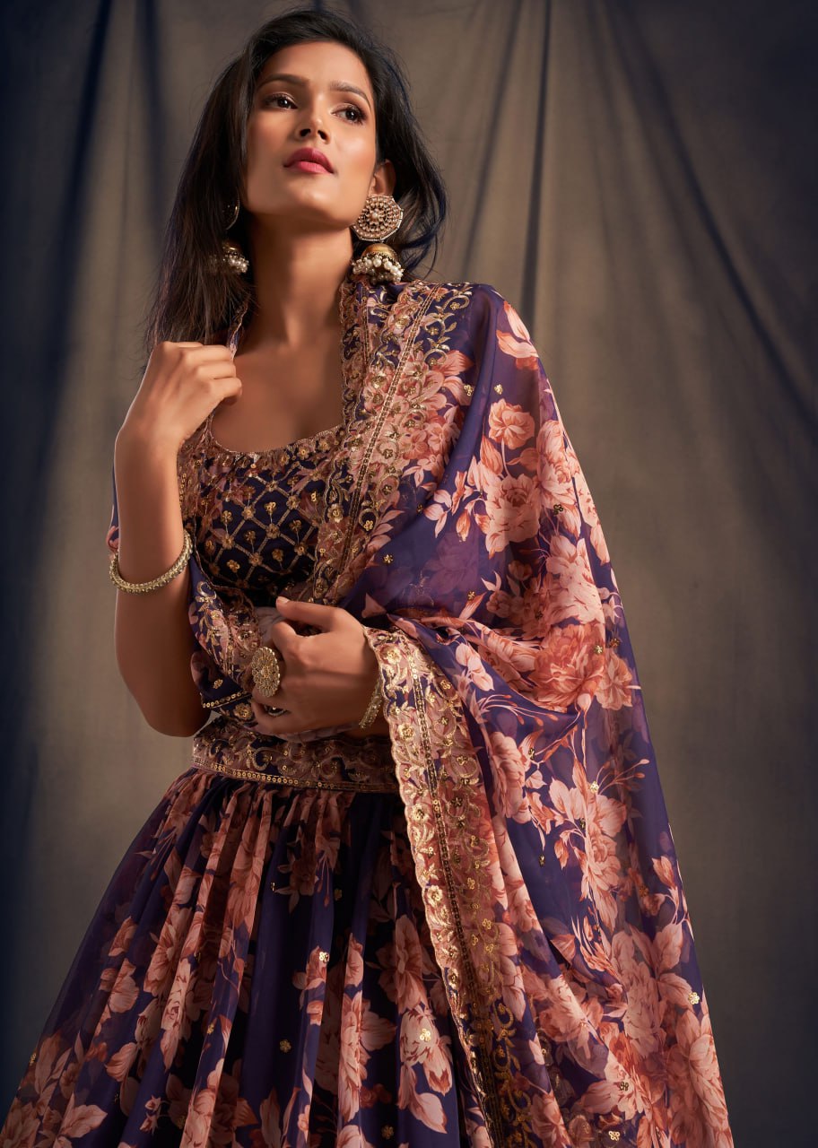 Wedding Special attractive Printed and embroidery Lehenga Choli