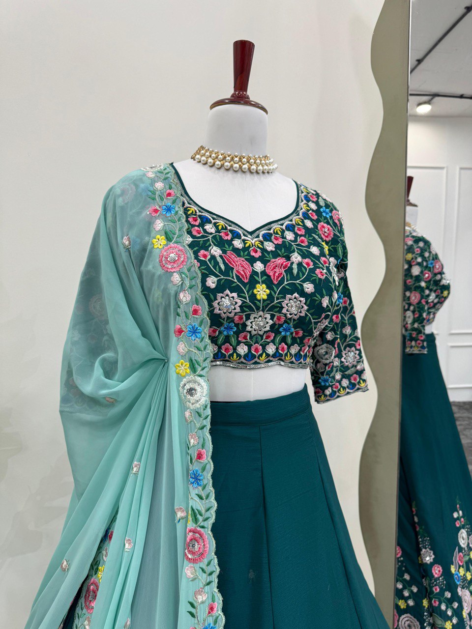 Wedding Special Semi Stitiched Green Color  Lehenga Choli
