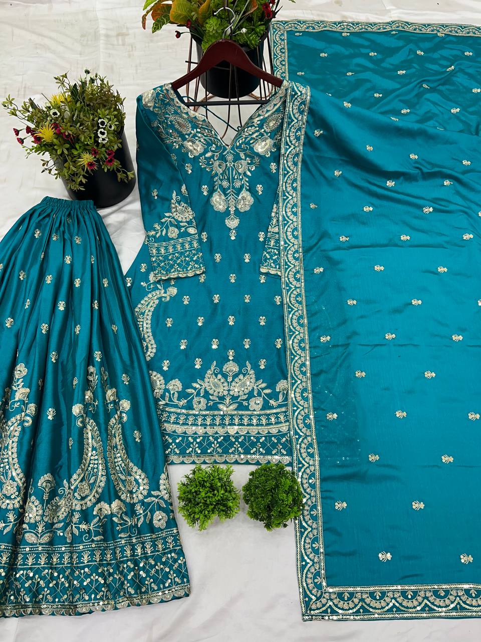 Most Trending Beautiful Chinnon Silk Sharara Suit