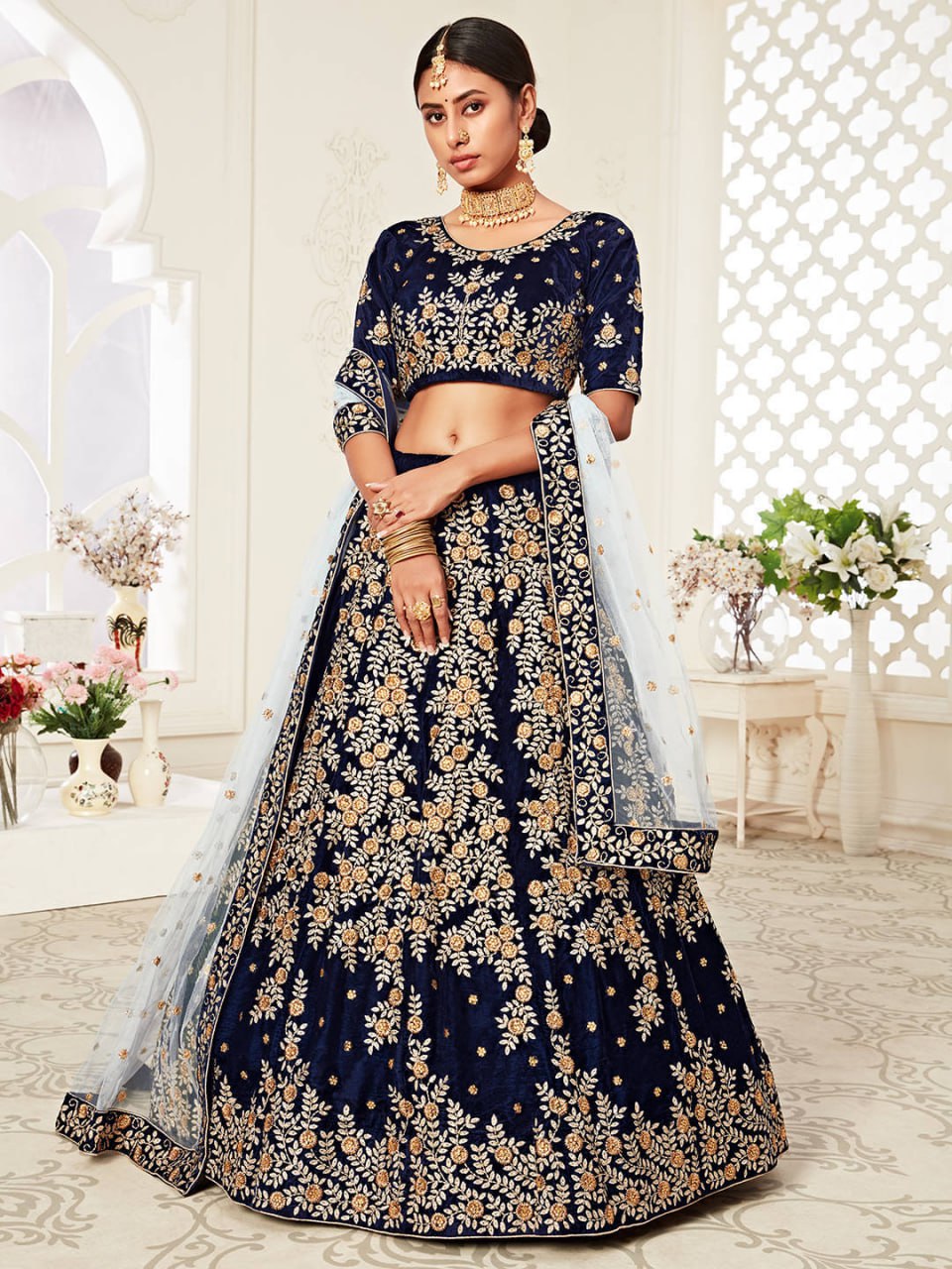 Wedding Special Navy Blue Bridal Lehenga