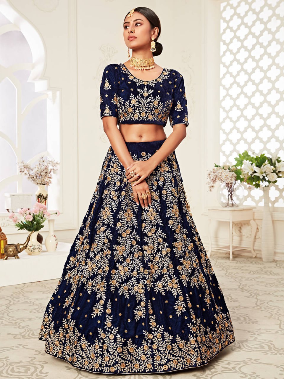 Wedding Special Navy Blue Bridal Lehenga