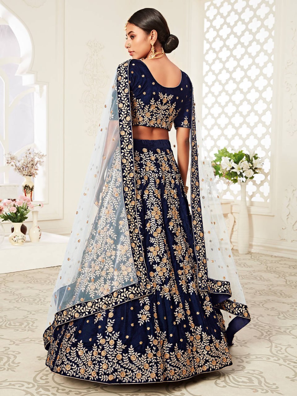 Wedding Special Navy Blue Bridal Lehenga