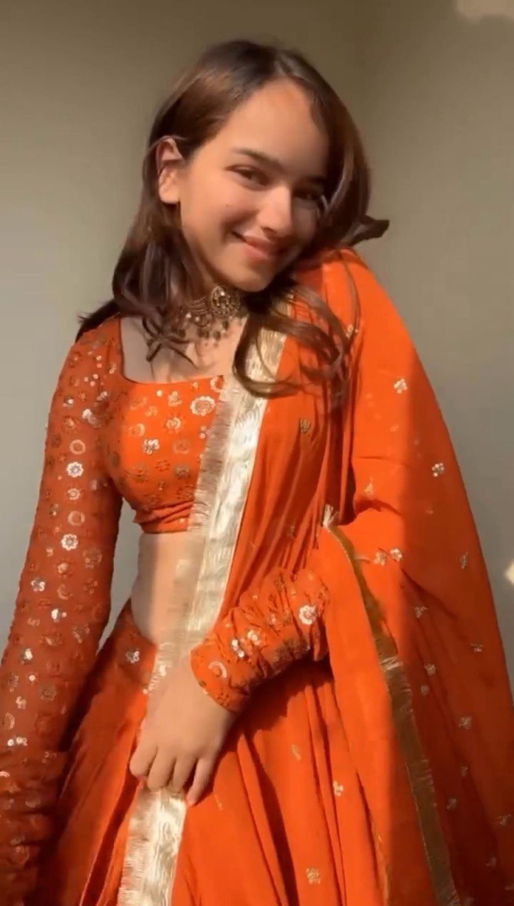 Most Trending Orange Color Party Wear Designer Lehenga Choli