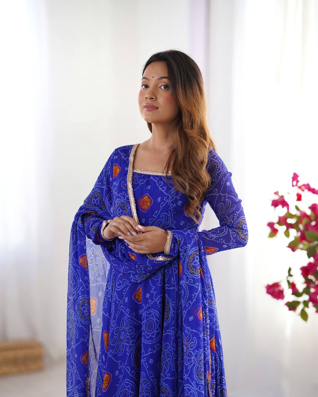 Buy Beautiful Royal Blue Color Party Wear Printed Anarkali Suit