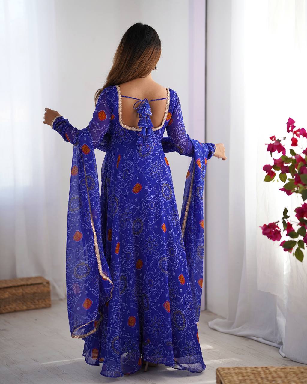 Buy Beautiful Royal Blue Color Party Wear Printed Anarkali Suit