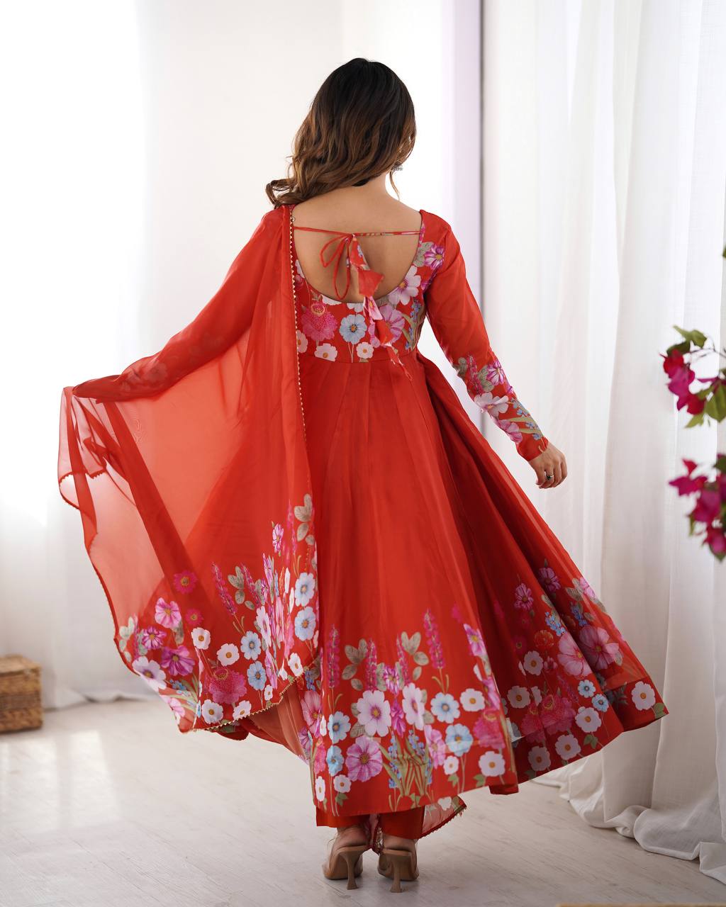 Most Trending Pure Organza Silk Printed Anarkali Suit