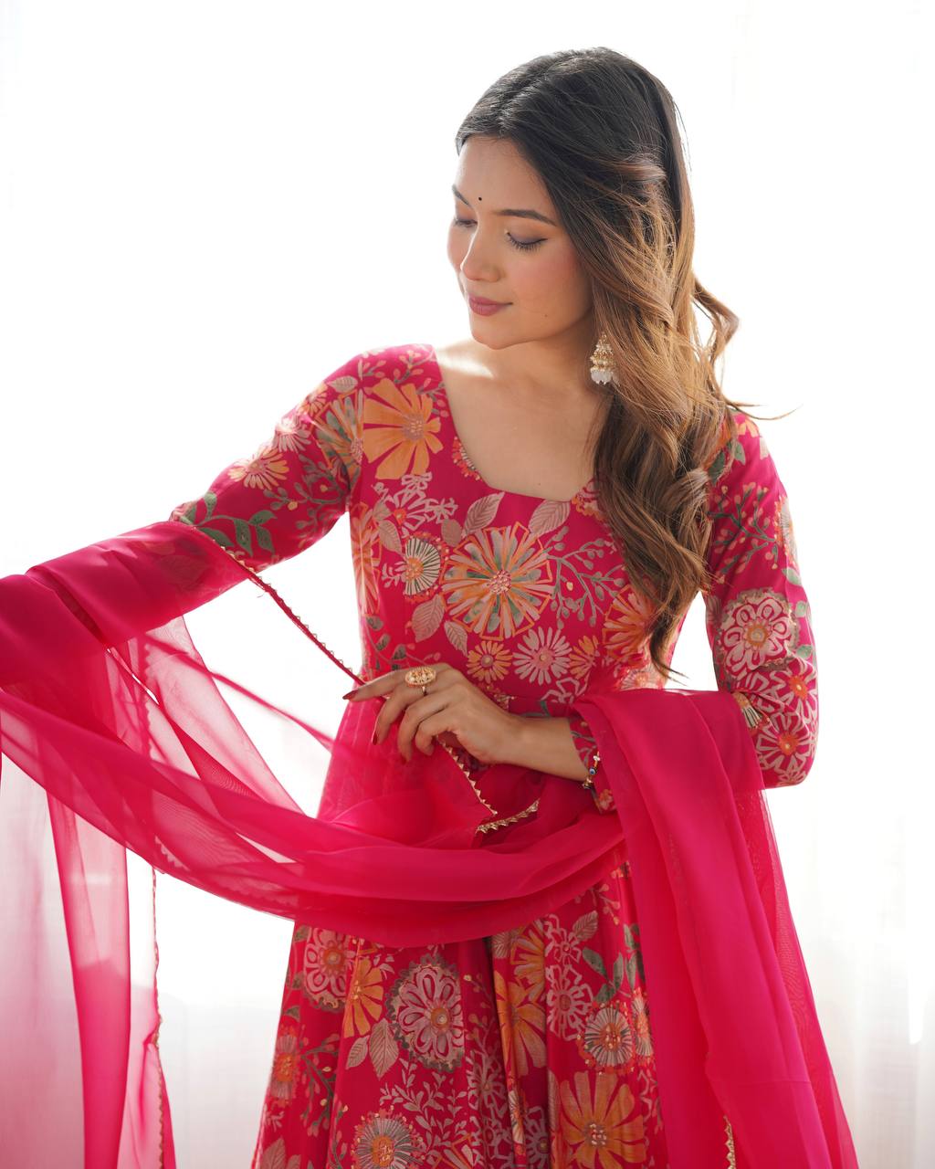 Buy Beautiful Rani Pink Color Digital Printed Plazo Suit