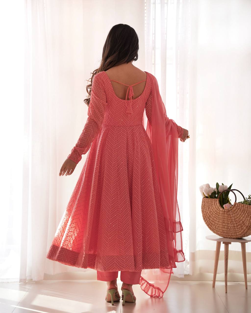 Buy Beautiful Peach Color Party Wear Anarkali Suit