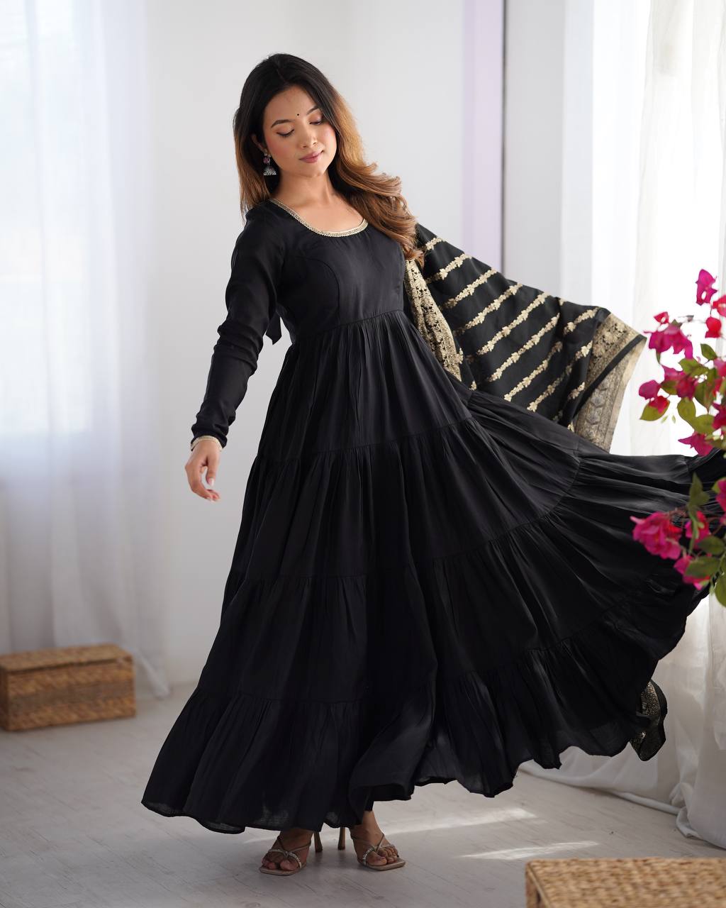 Black Color Party Wear Festive Special Anarkali Suit