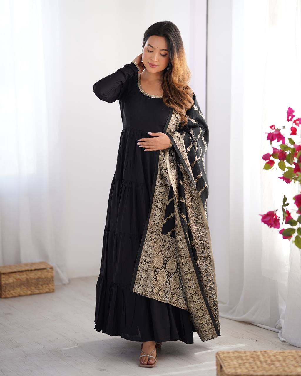 Black Color Party Wear Festive Special Anarkali Suit