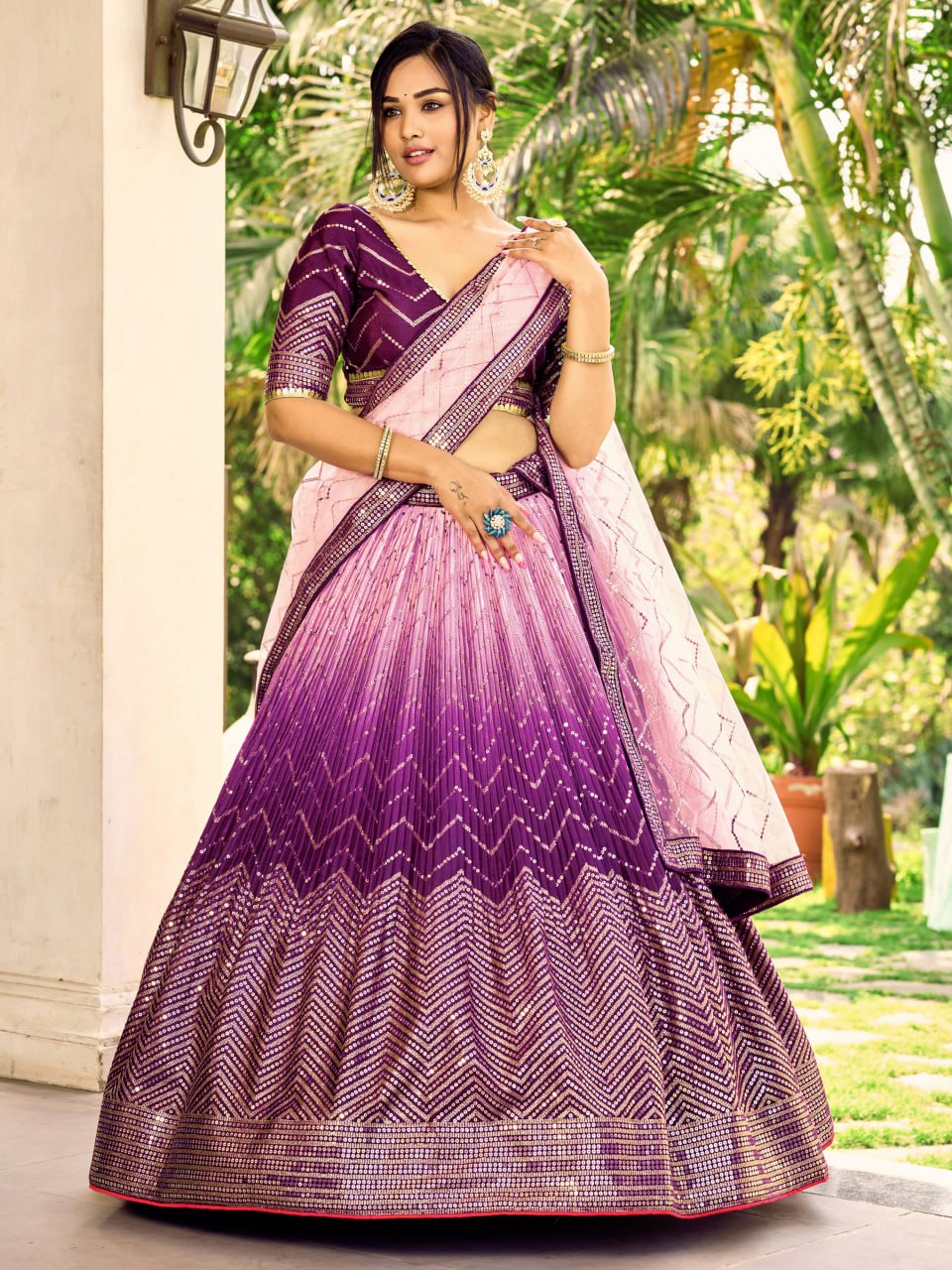 Wedding Special Multi Color Chinnon Embroidery Sequin Lehenga Choli