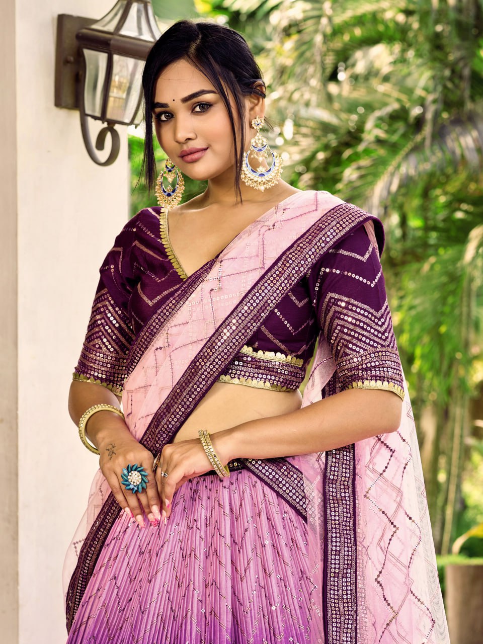 Wedding Special Multi Color Chinnon Embroidery Sequin Lehenga Choli