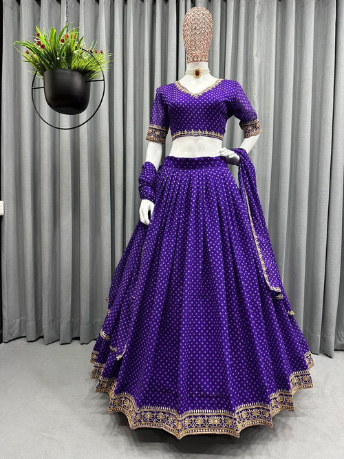 Blue Party Wear Designer Georgette Embroided Lehenga Choli