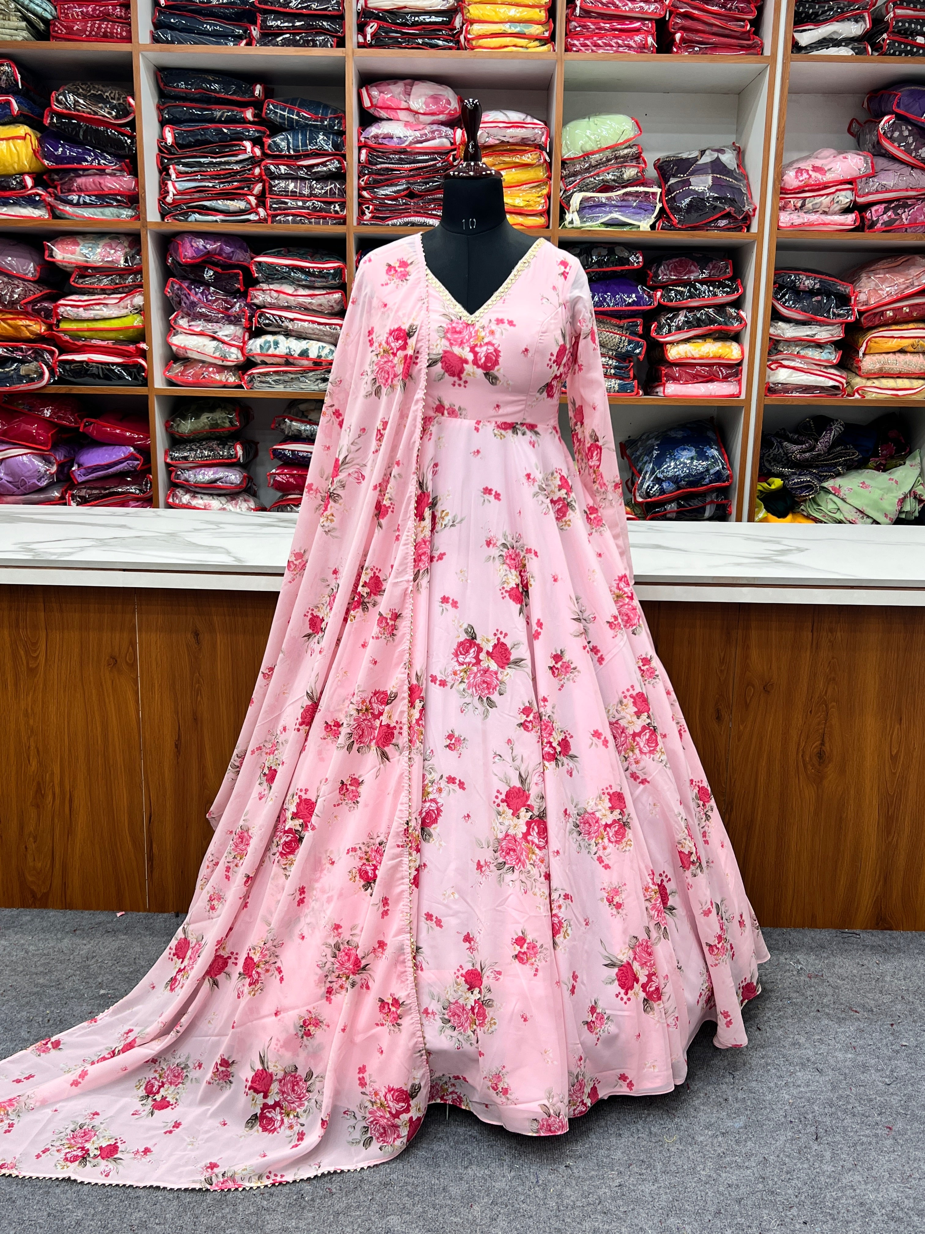 Beautiful Soft Georgette Printed Designer Gown