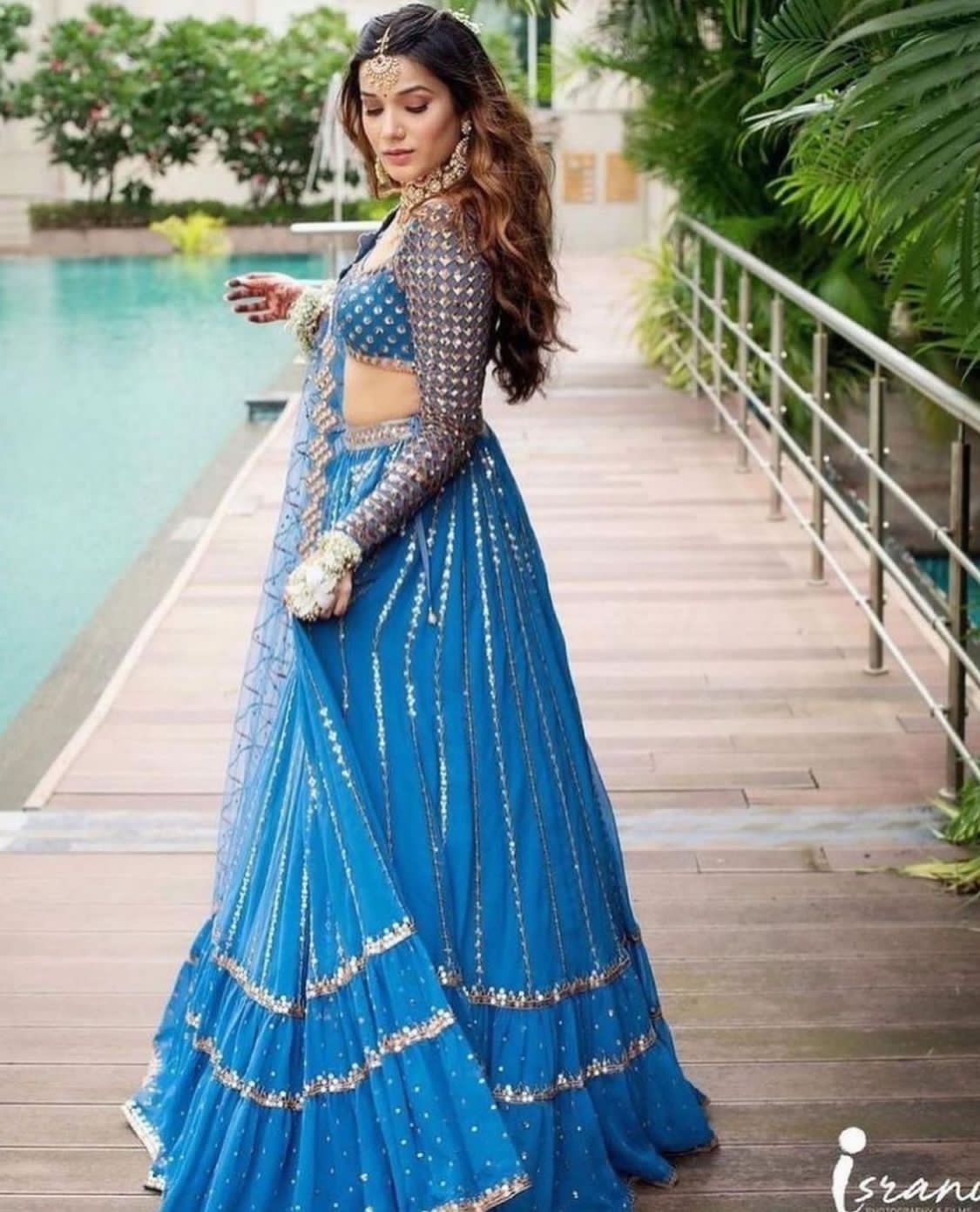 Sky Blue Georgette Heavy Sequence Lehenga Choli