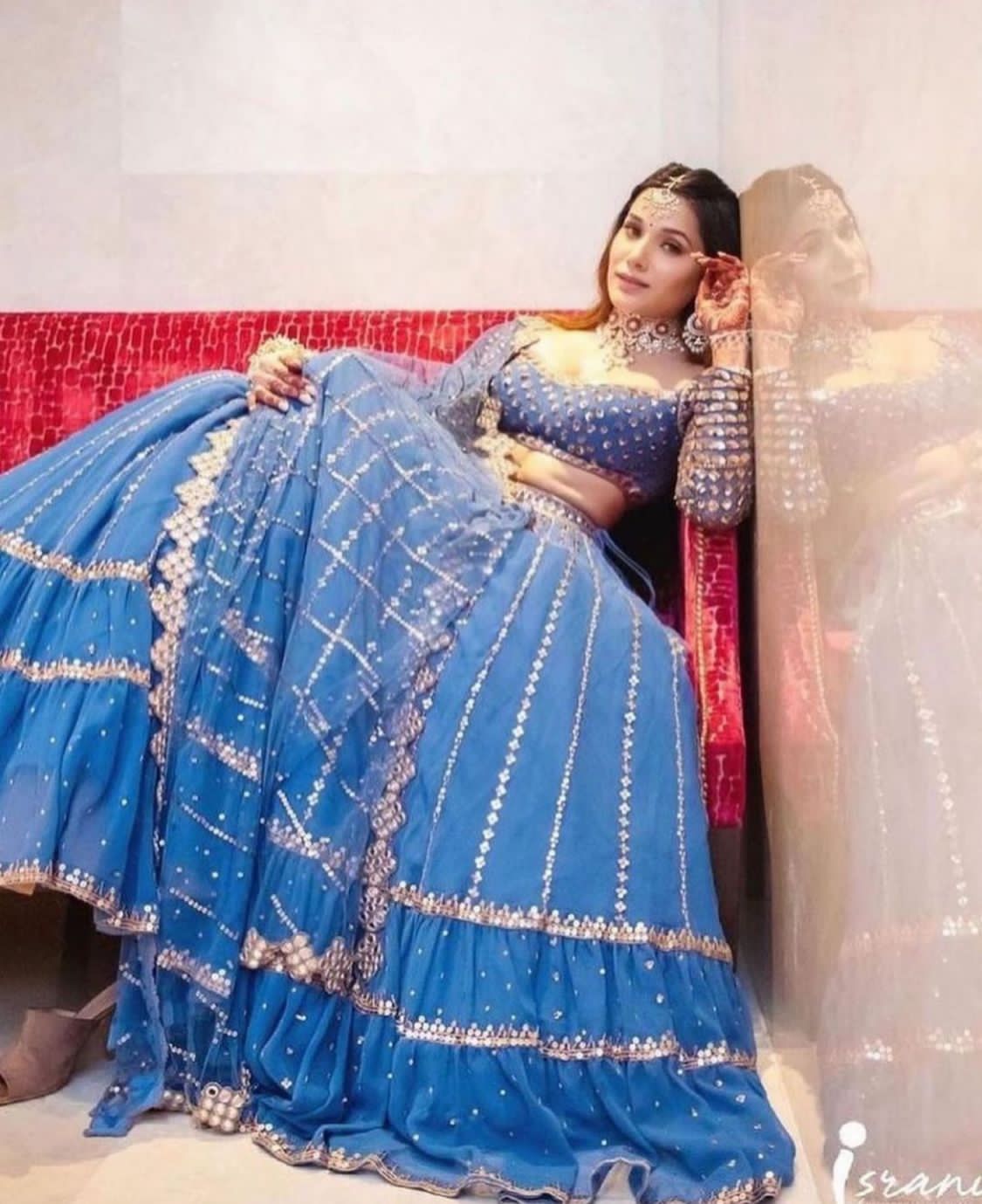 Sky Blue Georgette Heavy Sequence Lehenga Choli