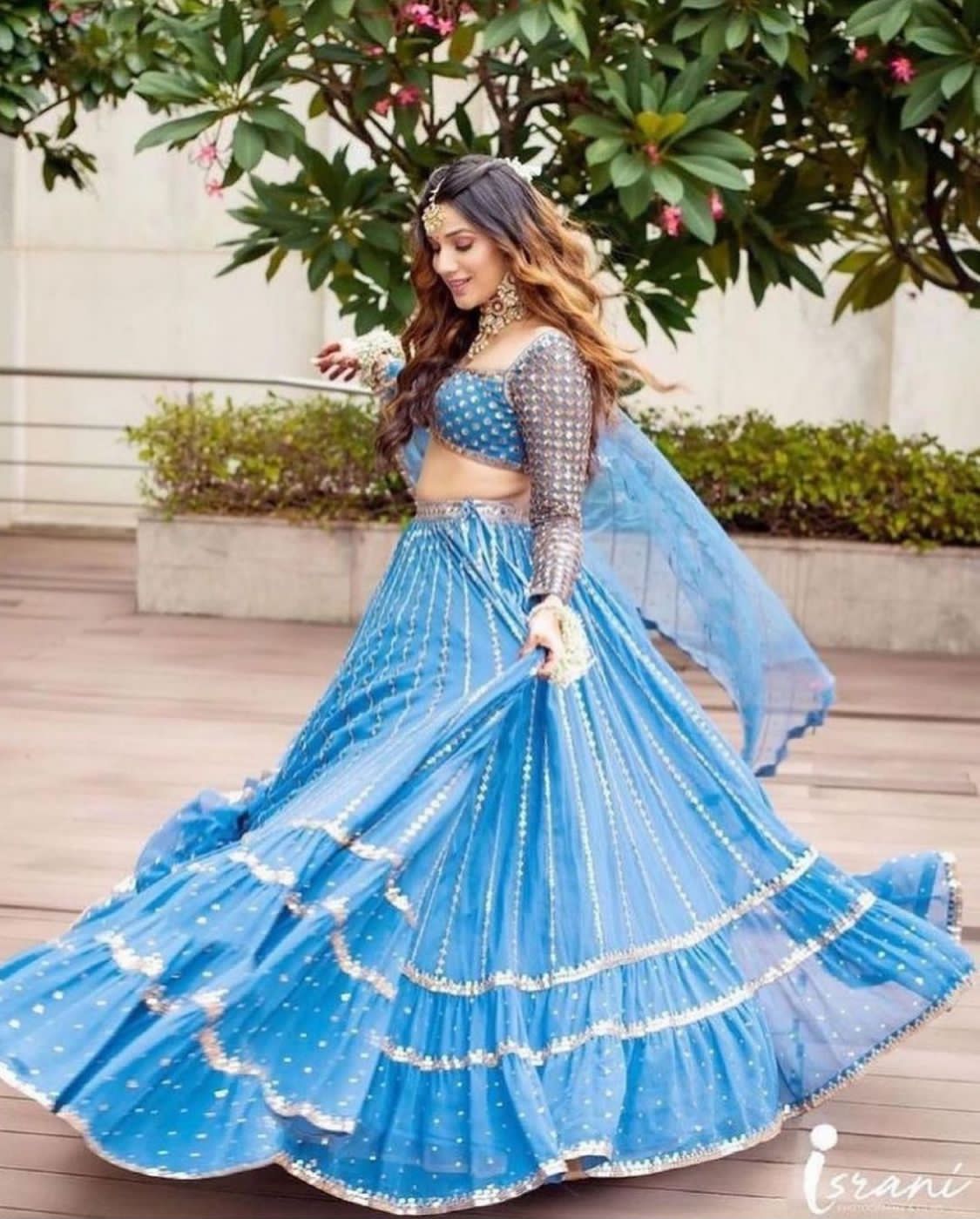 Sky Blue Georgette Heavy Sequence Lehenga Choli