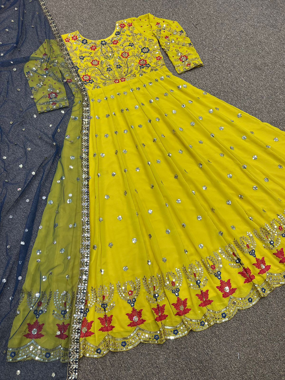 Beautiful Party Wear Designer Sequin Work Anarkali Gown