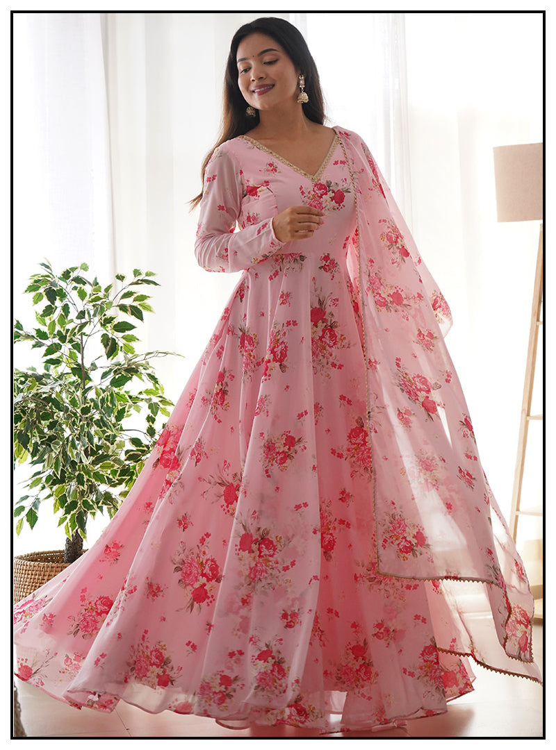 Beautiful Soft Georgette Printed Designer Gown