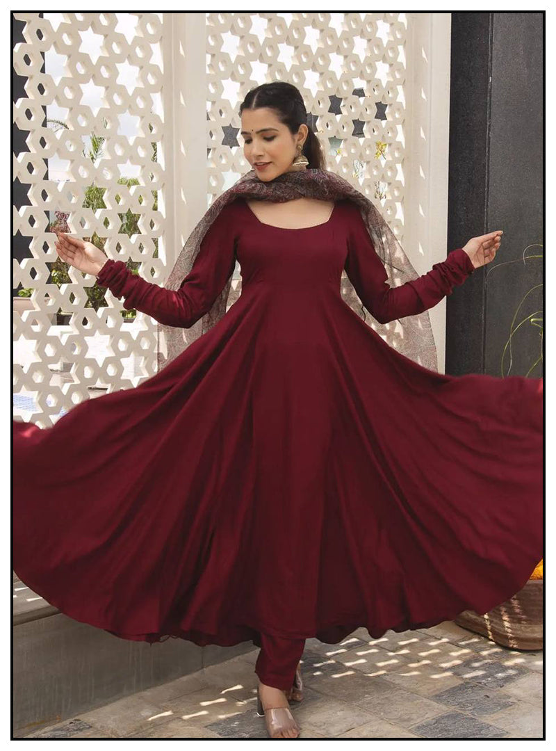 Maroon Color Party Wear Georgette Fabric Anarkali Dress